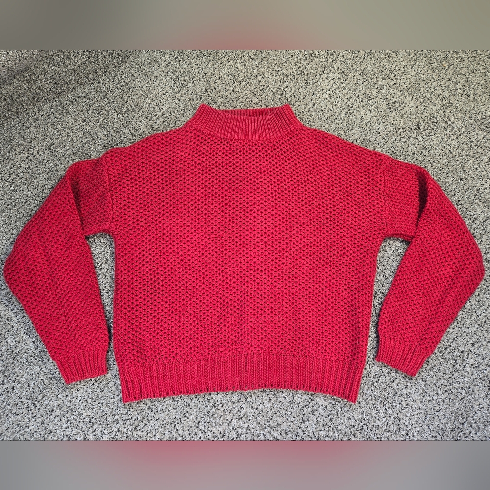 VINTAGE Moods by Krizia Red Mock Neck Chuncky Knit Sweater Size Small Womens GUC